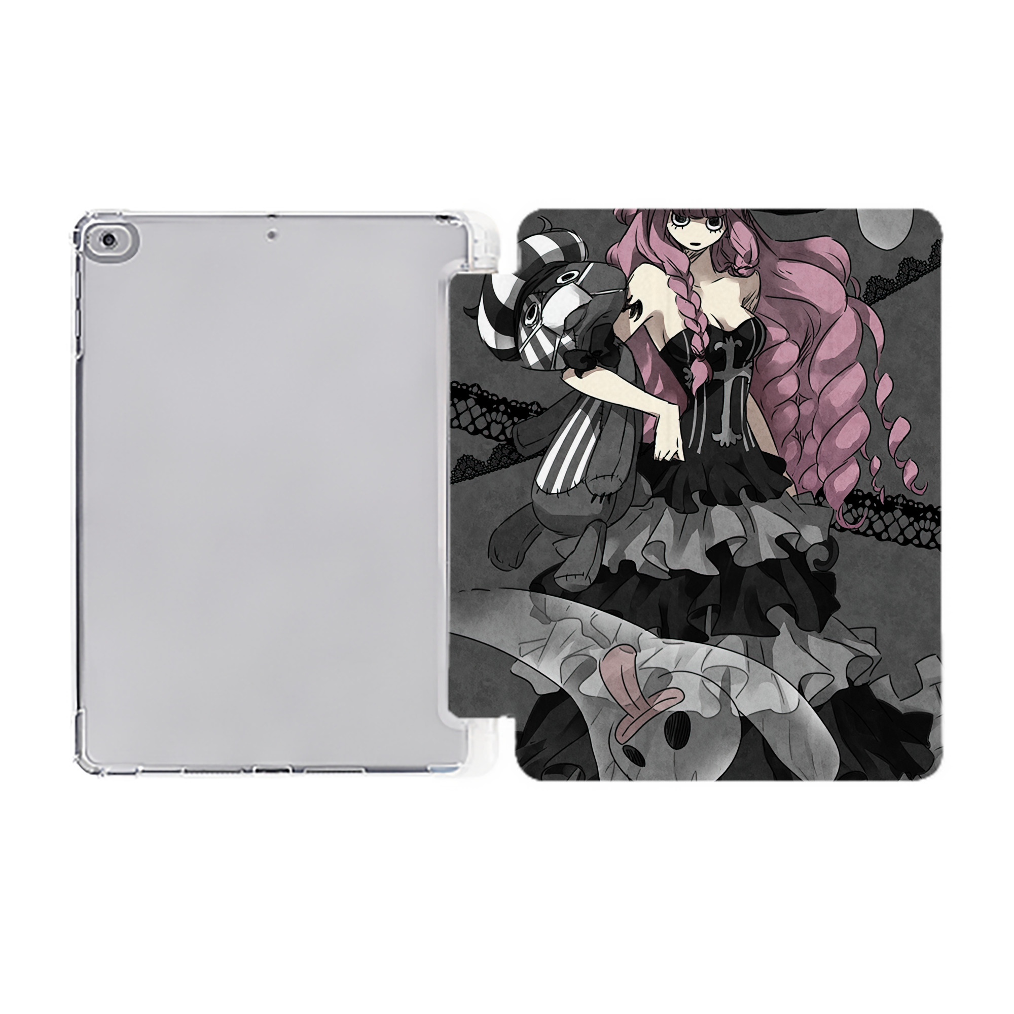 ワンピース ONE PIECE IPad ケース ペン収納付き 三つ折りスタンド PUレザー×シリコン 対応機種9.5/10.5/10.9インチ